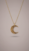 Weathered Gold Crescent Moon Necklace